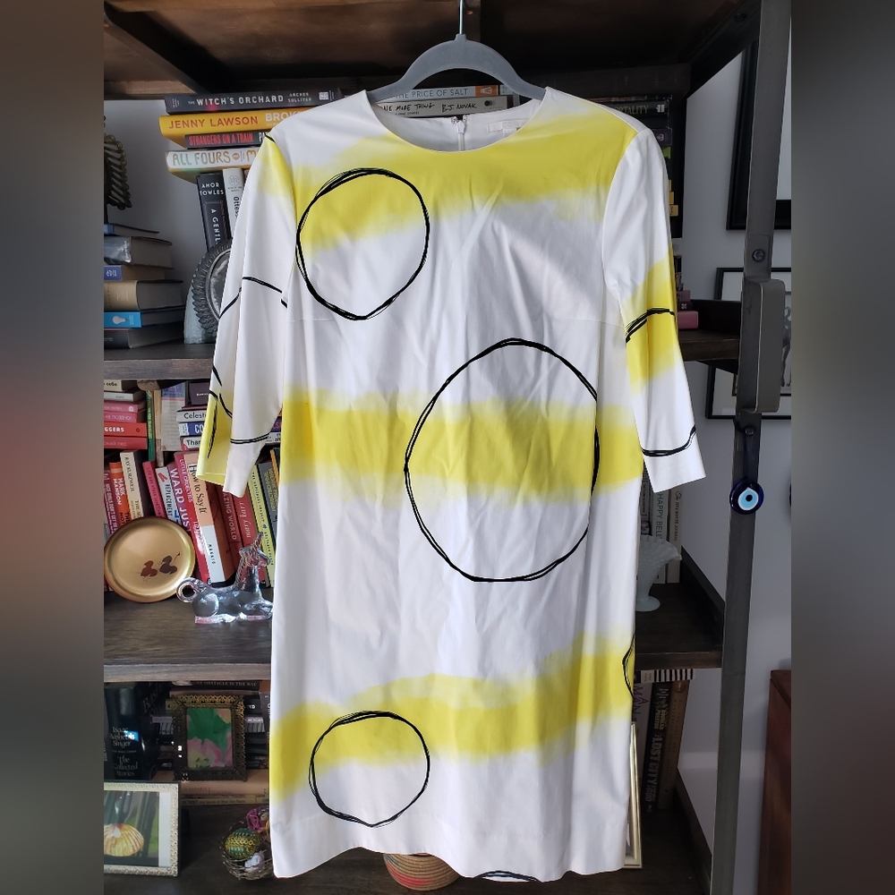 COS White and Yellow Graphic Dress